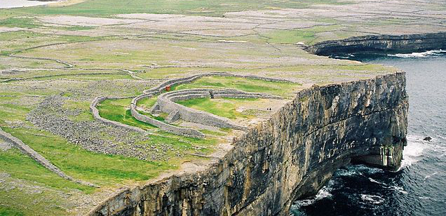 Aerial view of Dún Aonghasa. Photograph by Ronan Mac Giollopharaic
