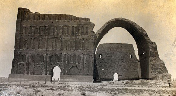 Photograph of the same iwan from half a century later showing ongoing decay, currently San Diego Air and Space Museum