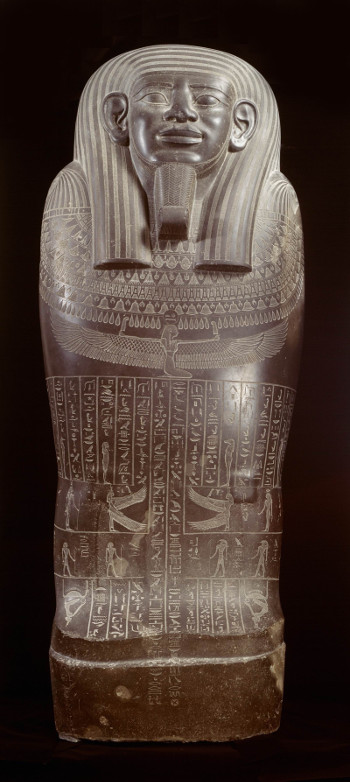 Sarcophagus of Wahibre-em-akhet, via Rijksmuseum van Oudheden (Egypt, possibly Giza, currently Rijksmuseum van Oudheden; basalt; 664-525 BCE)