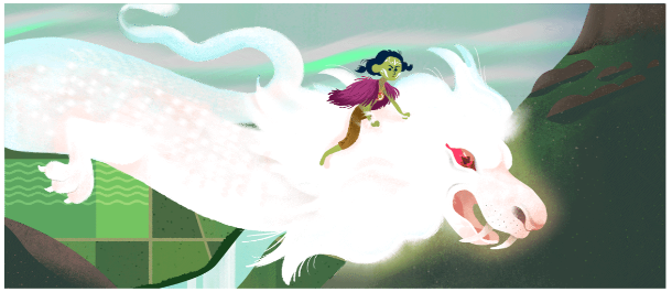 Google Doodle Falkor from Neverending Story