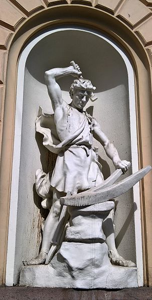 Ilmarinen at work via Wikimedia (Helsinki; sculpture; Robert Stigell)