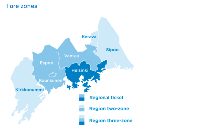 Fare Zones within Greater Helsinki Region Sm
